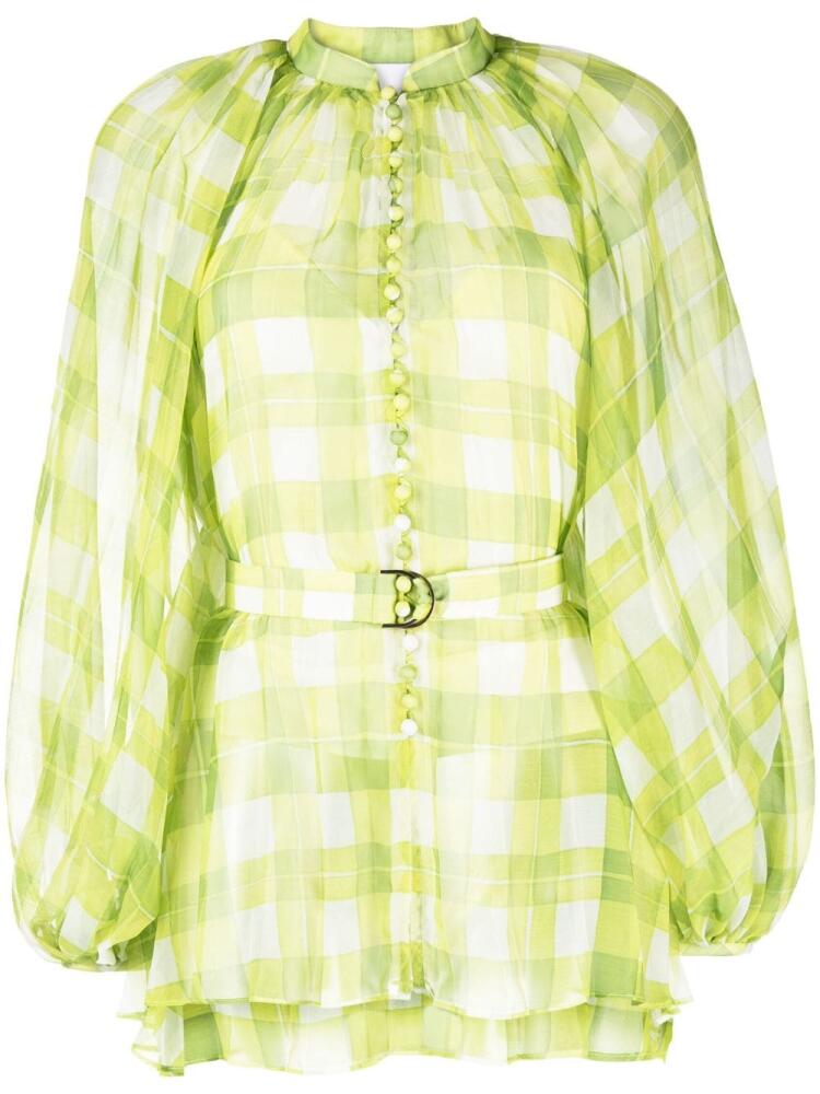 Acler Astone plaid semi-sheer shirt - Green Cover