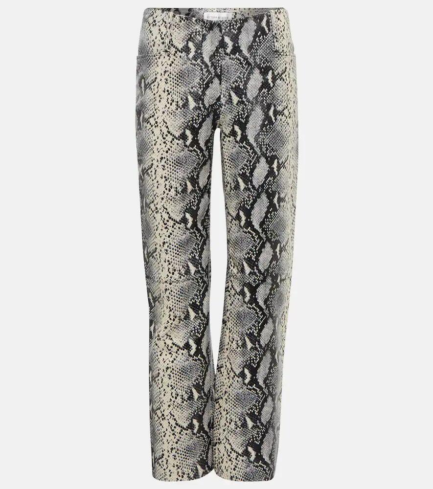 Victoria Beckham Snake-print straight leather pants Cover