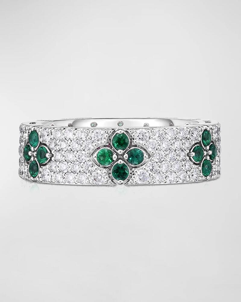 Roberto Coin 18K White Gold Love in Verona Diamond and Emerald Ring, Size 6.5 Cover