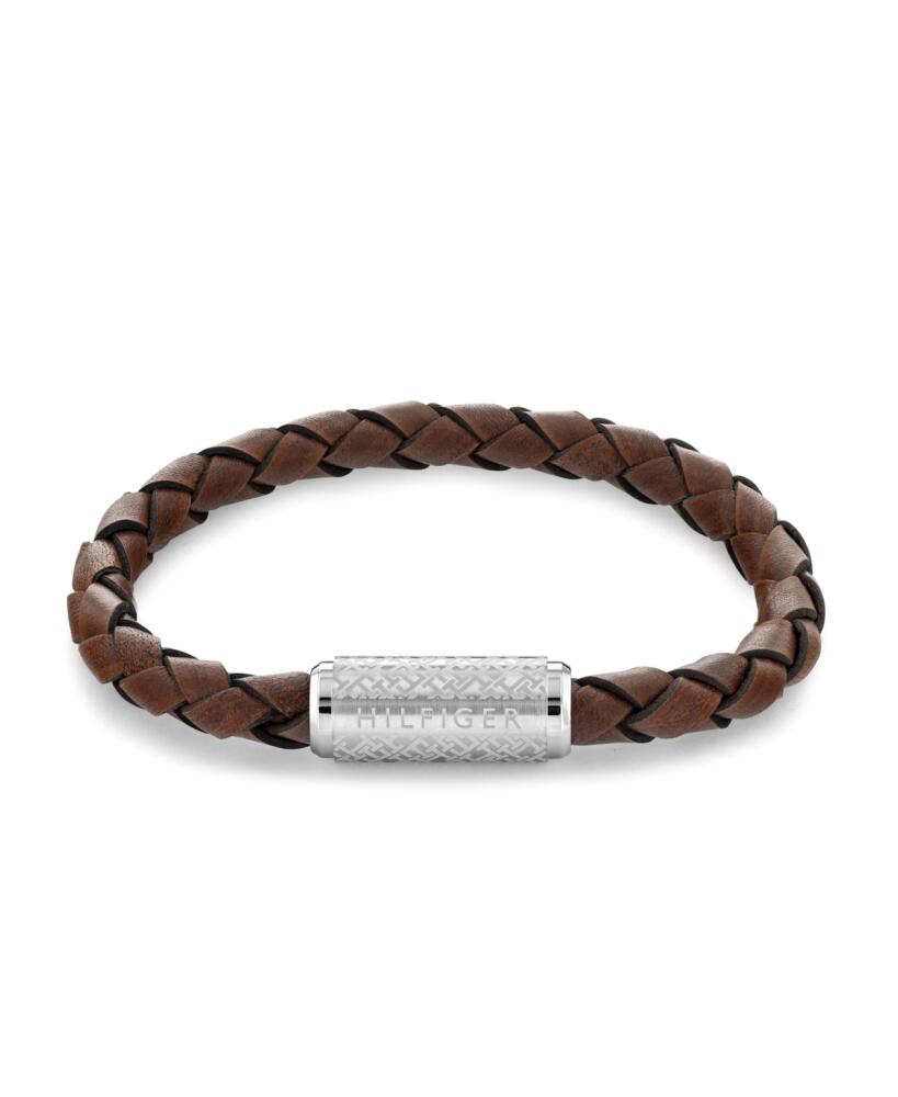 Tommy Hilfiger Men's Braided Brown Leather Bracelet - Brown Cover