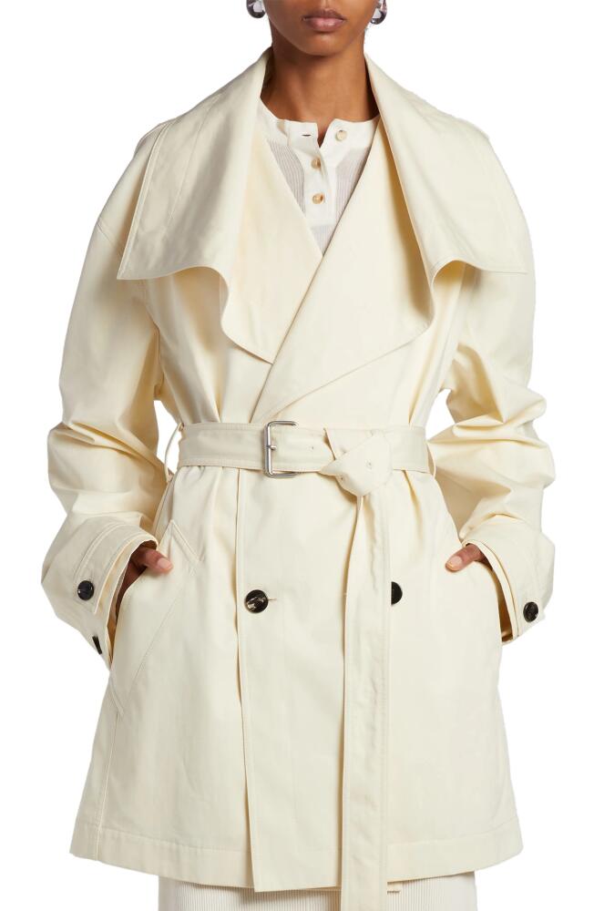 Bottega Veneta Double Breasted Cotton Twill Trench Coat in Parchment Cover