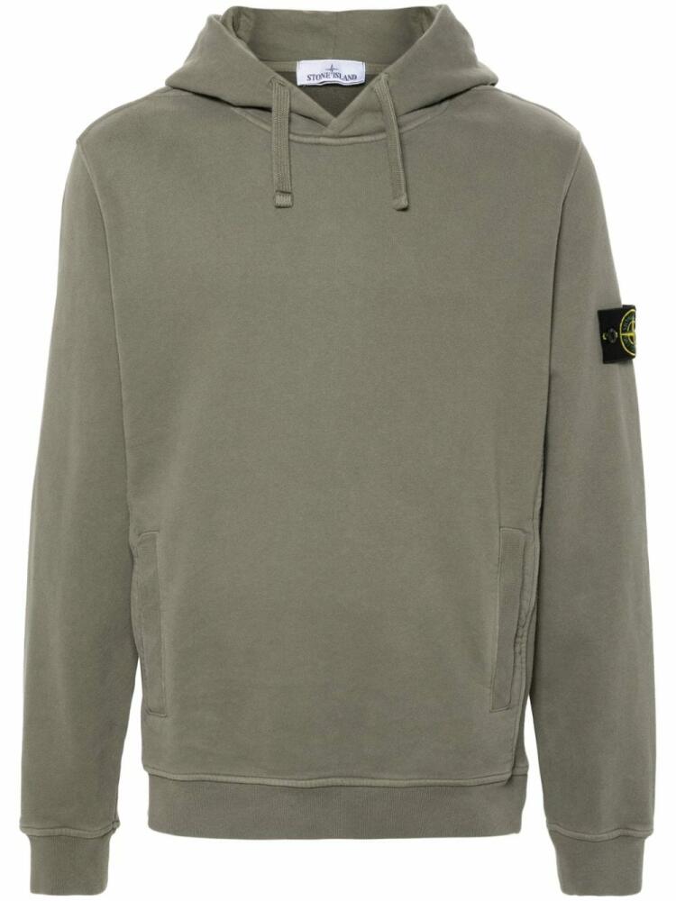 Stone Island Compass-badge cotton hoodie - Green Cover