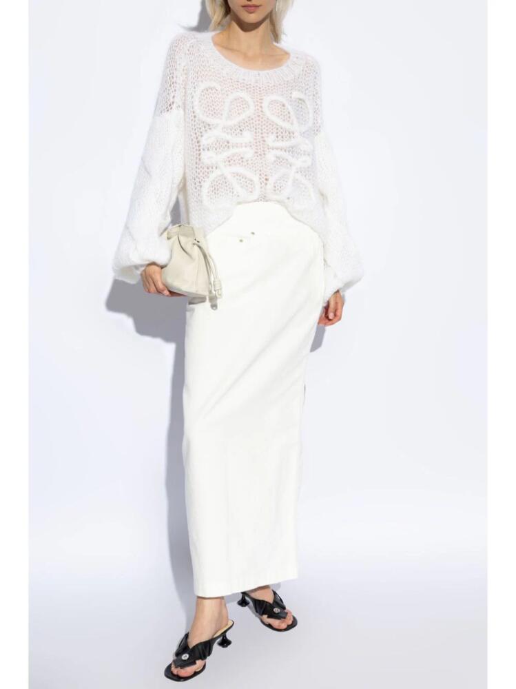 LOEWE high-waist draped midi skirt - White Cover