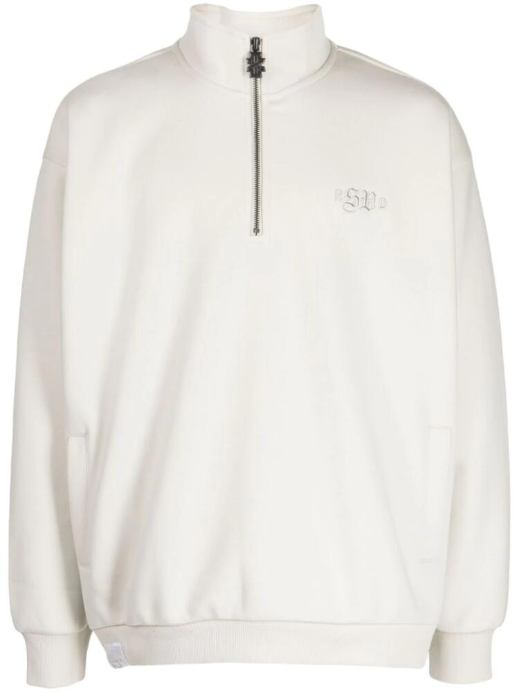 izzue logo-embroidered half-zip sweatshirt - Neutrals Cover