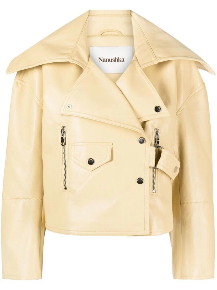 Nanushka cropped biker jacket - Neutrals Cover