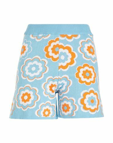 8 By Yoox Organic Cotton Jacquard Knit Shorts Woman Shorts & Bermuda Shorts Light blue Organic cotton Cover