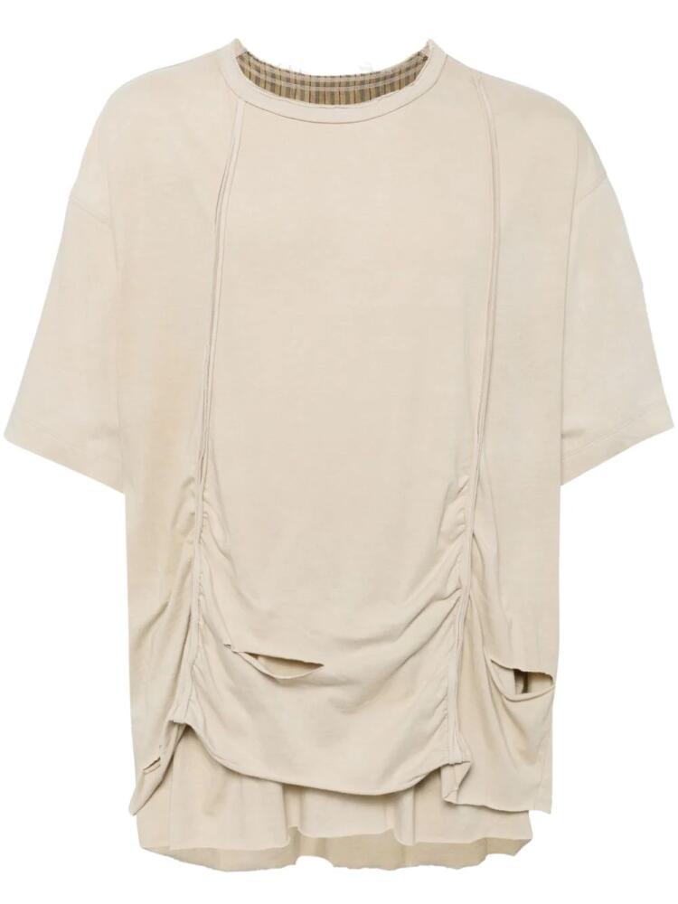 Ziggy Chen destroyed layered T-shirt - Neutrals Cover