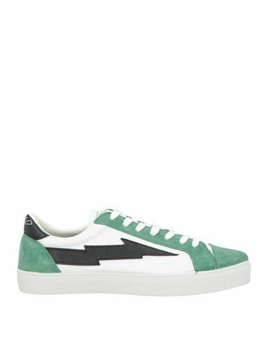 Sanyako Man Sneakers Green Leather, Textile fibers Cover