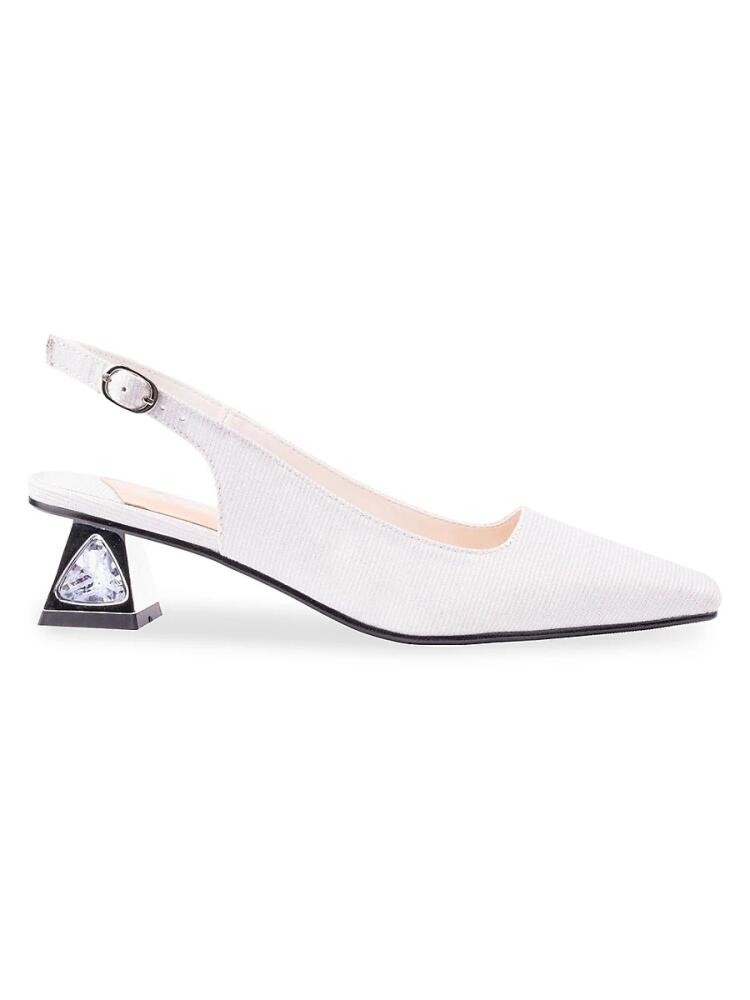 Lady Couture Women's Ruby Embellished Slingback Pumps - White Cover