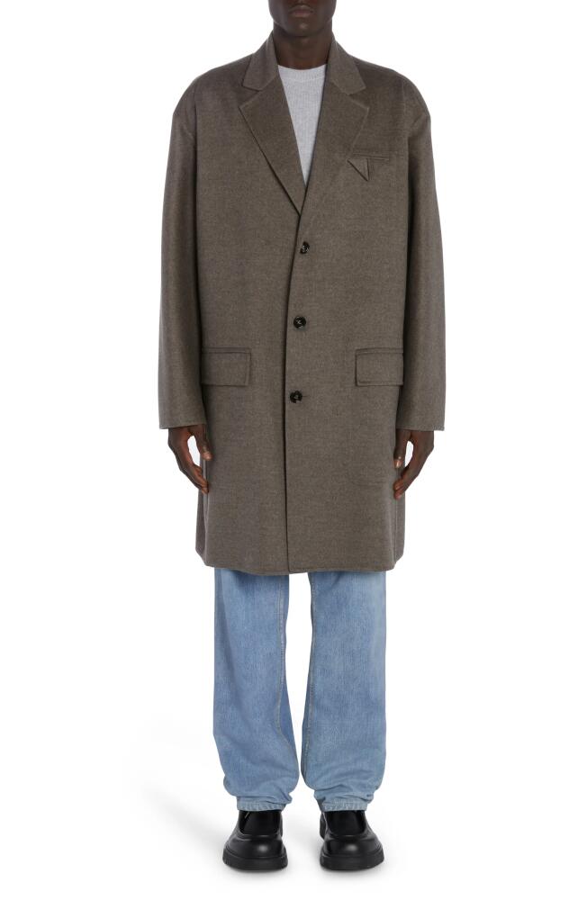 Bottega Veneta Double Face Wool & Cashmere Topcoat in Peppercorn Melange Cover