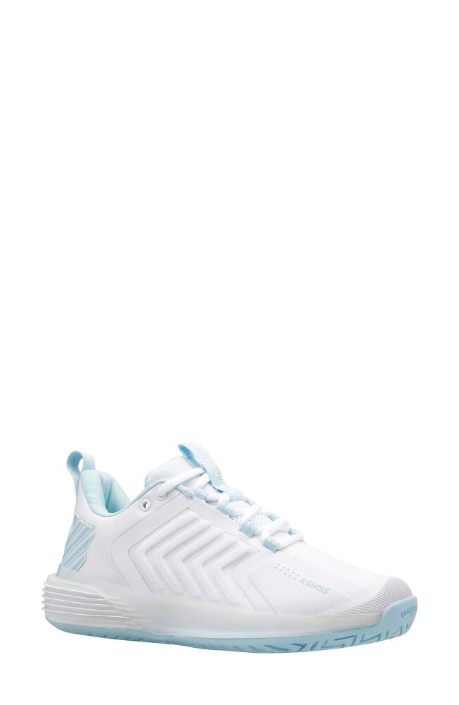 K-Swiss Ultrashot 3 Tennis Shoe in White/Blue Glow Cover