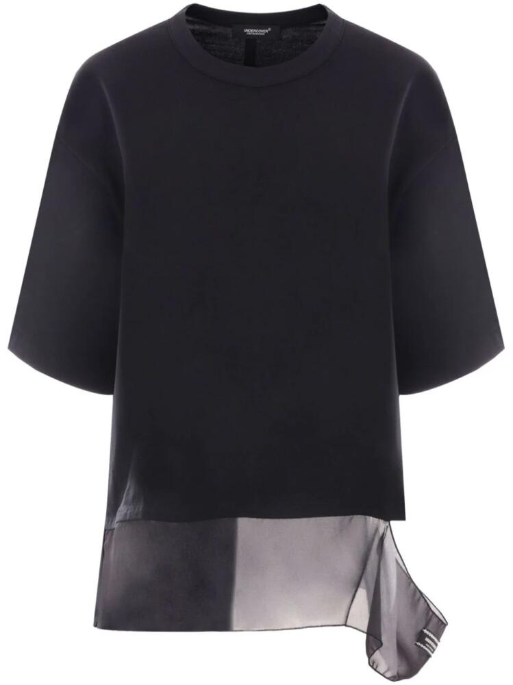 Undercover sheer-panelling drop-shoulder T-shirt - Black Cover