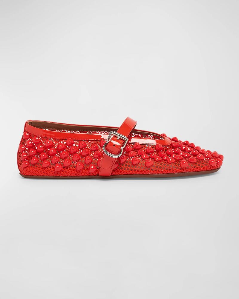 ALAIA Beaded Net Mary Jane Ballerina Flats Cover