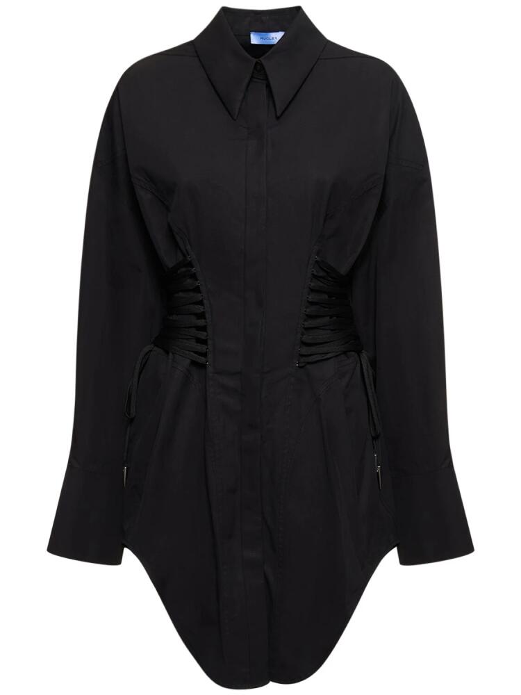 MUGLER Cotton Poplin Mini Shirt Dress Cover