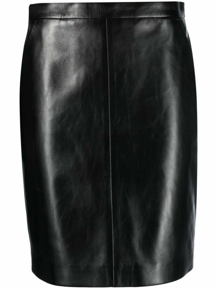 Saint Laurent vertical-seamed leather pencil skirt - Black Cover