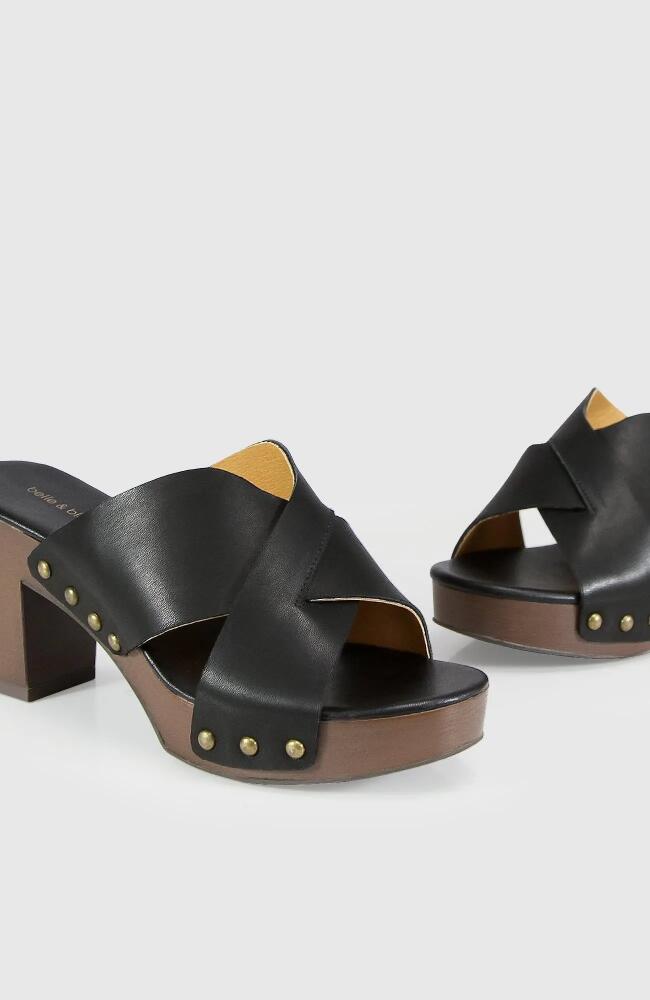 Belle & Bloom Midtown Clog Mule in Black/chocolate Cover