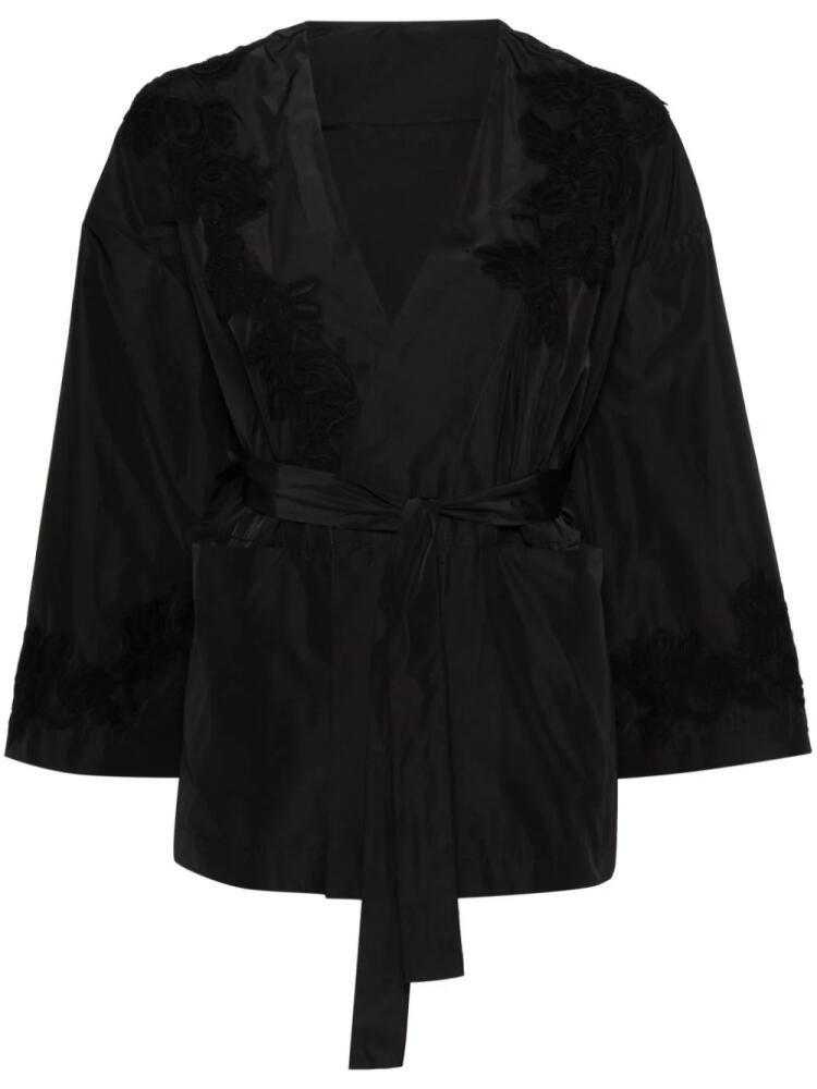 ERMANNO FIRENZE lace-detail tied cape - Black Cover