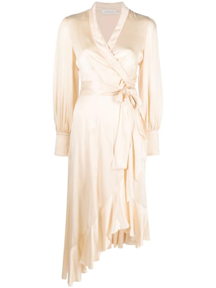 ZIMMERMANN silk wrap midi dress - Neutrals Cover