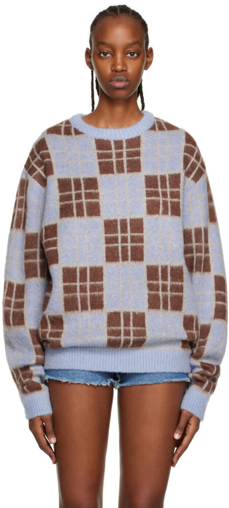 Awake NY Blue & Brown Check Sweater Cover