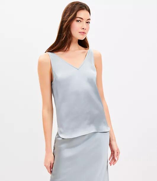 Loft Satin Double V Tank Top Cover