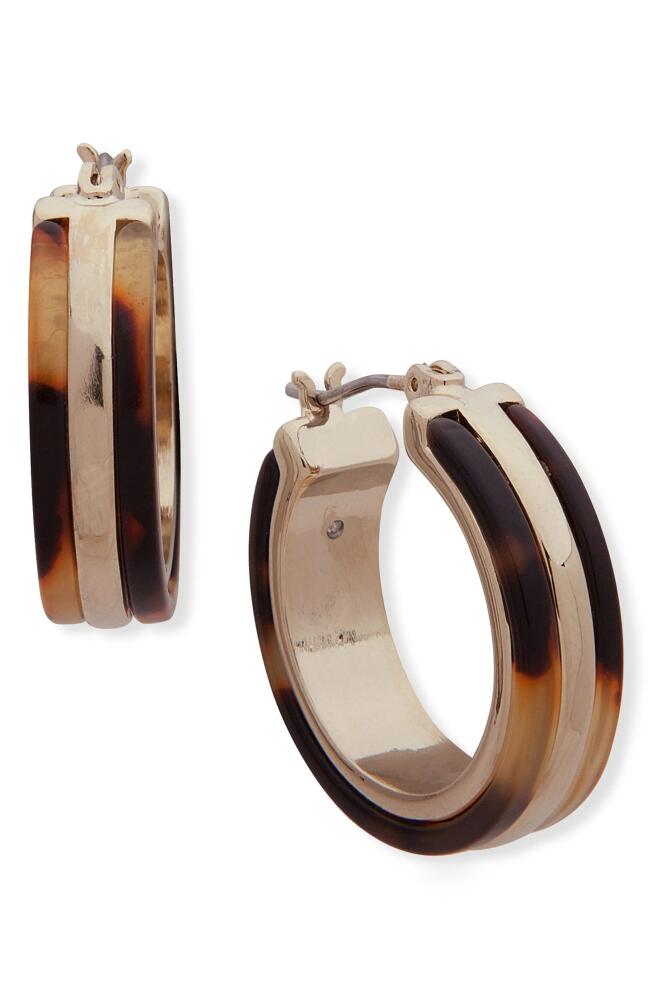 Lauren Ralph Lauren Stripe Tortoise Pattern Hoop Earrings in Brown Cover