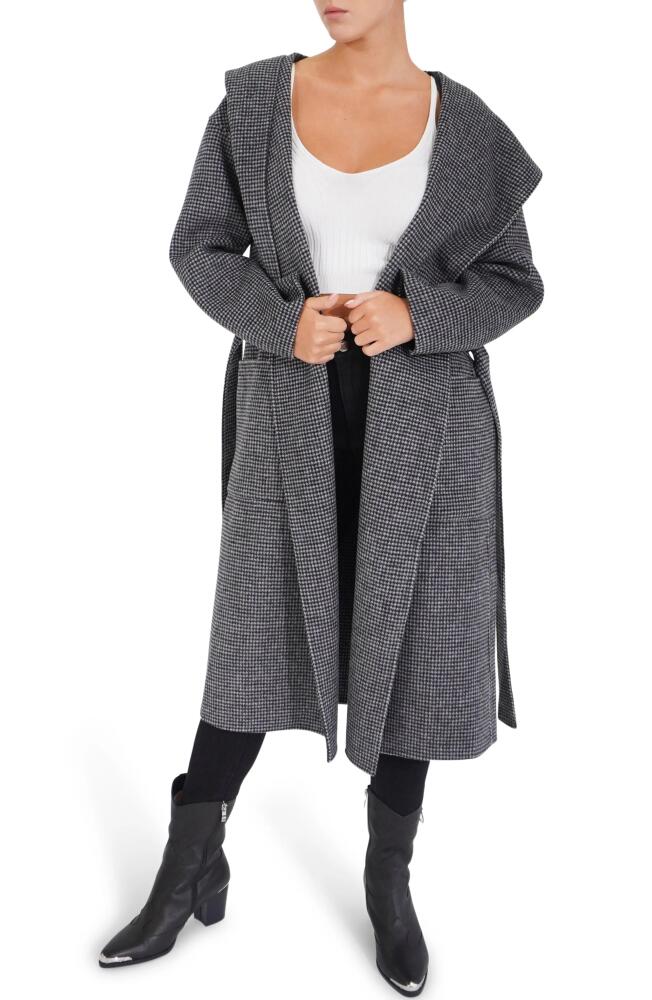 Belle & Bloom Arcadia Oversize Hooded Wool Blend Coat in Black/White Cover