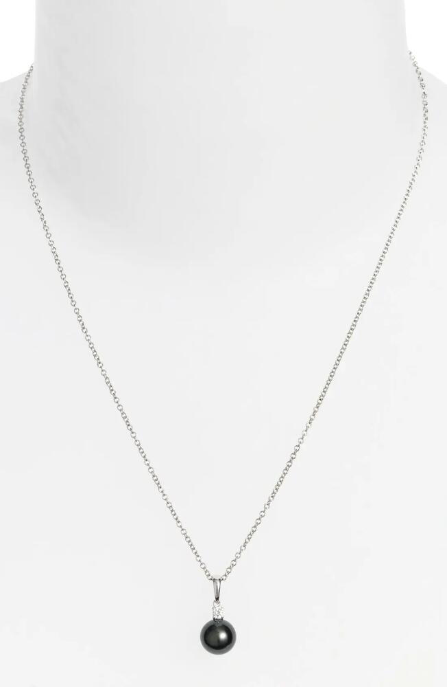 Mikimoto Diamond & Black South Sea Cultured Pearl Pendant Necklace in White Gold Cover