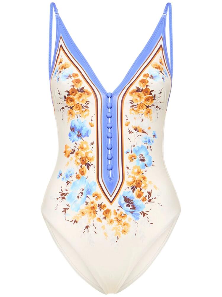 ZIMMERMANN Halcyon Plunge Neck Onepiece Swimsuit Cover