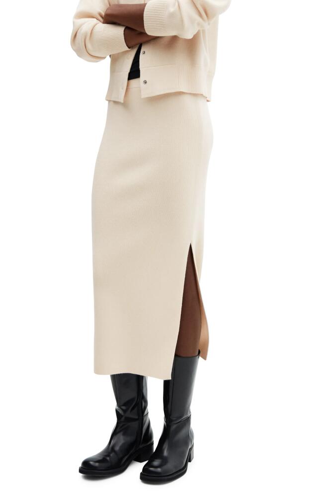 MANGO Nora Sweater Knit Midi Skirt in Light Beige Cover