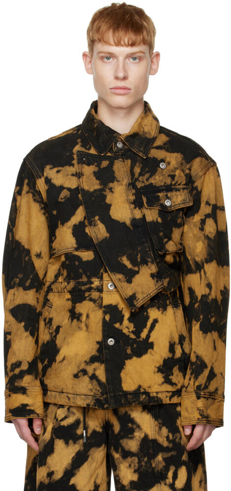 Feng Chen Wang Black Tie-Dye Denim Jacket Cover