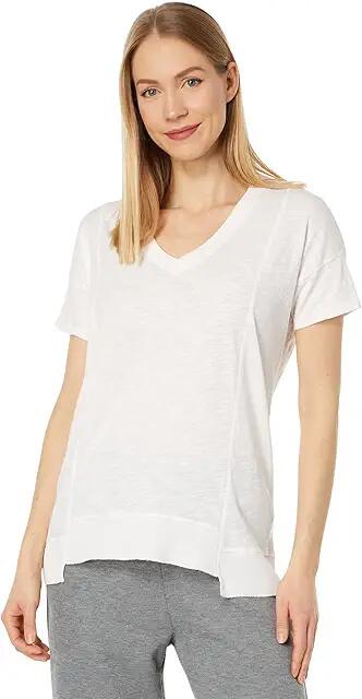 bobi Los Angeles Princess Seam V-Neck Short Sleeve Tee with Rib (Slipper) Women's Clothing Cover