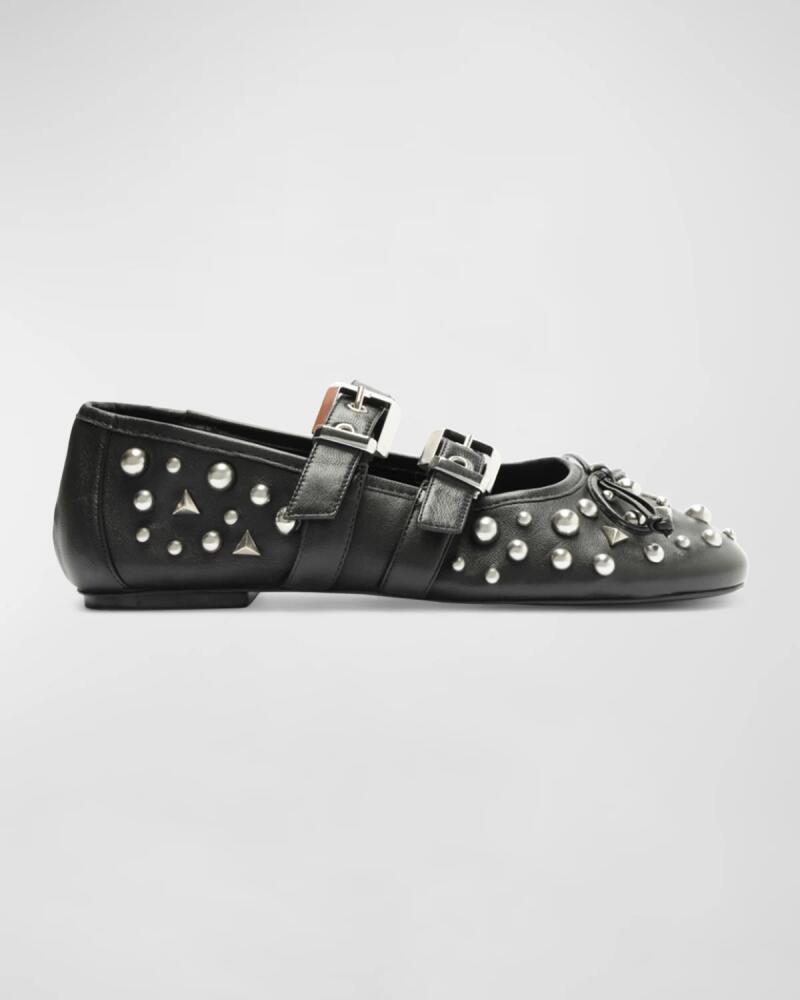 Schutz Sarita Studded Buckle Leather Ballerina Flats Cover