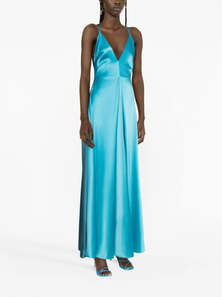 Talbot Runhof halterneck satin gown - Blue Cover