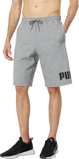 PUMA Big Fleece Logo 10 Shorts (Medium Gray Heather) Men's Clothing Cover