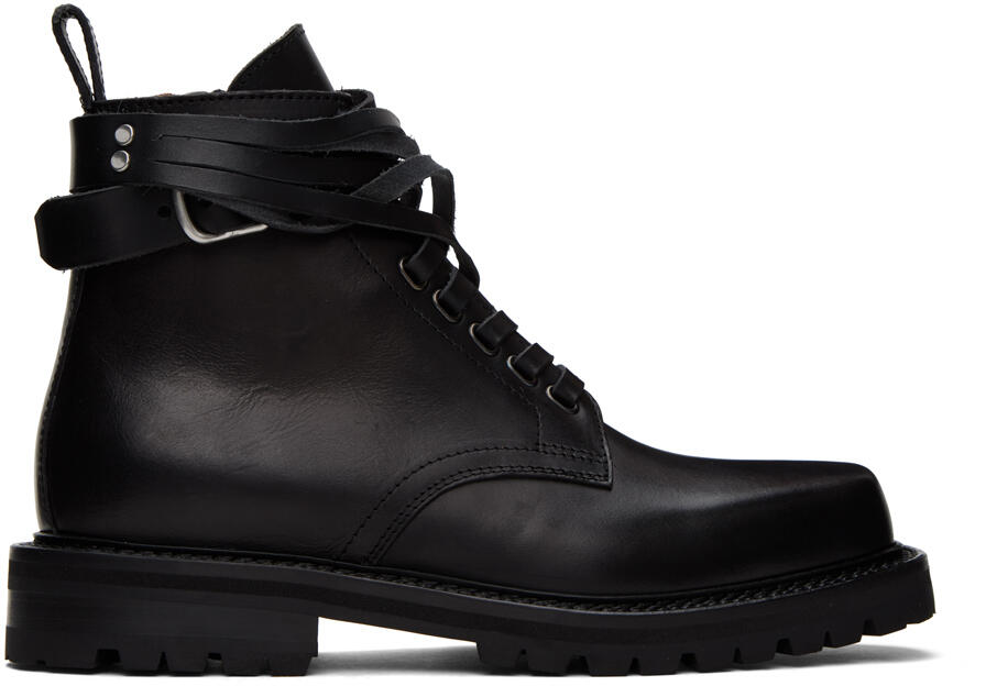 Dries Van Noten Black Lace-Up Boots Cover