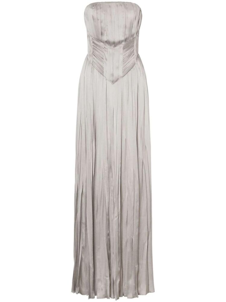 Alberta Ferretti pleated satin gown - Grey Cover