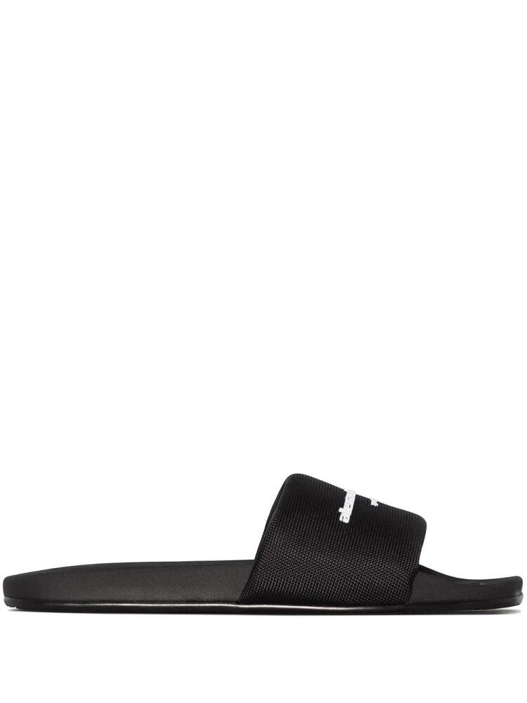 Alexander Wang logo-print flat slides - Black Cover