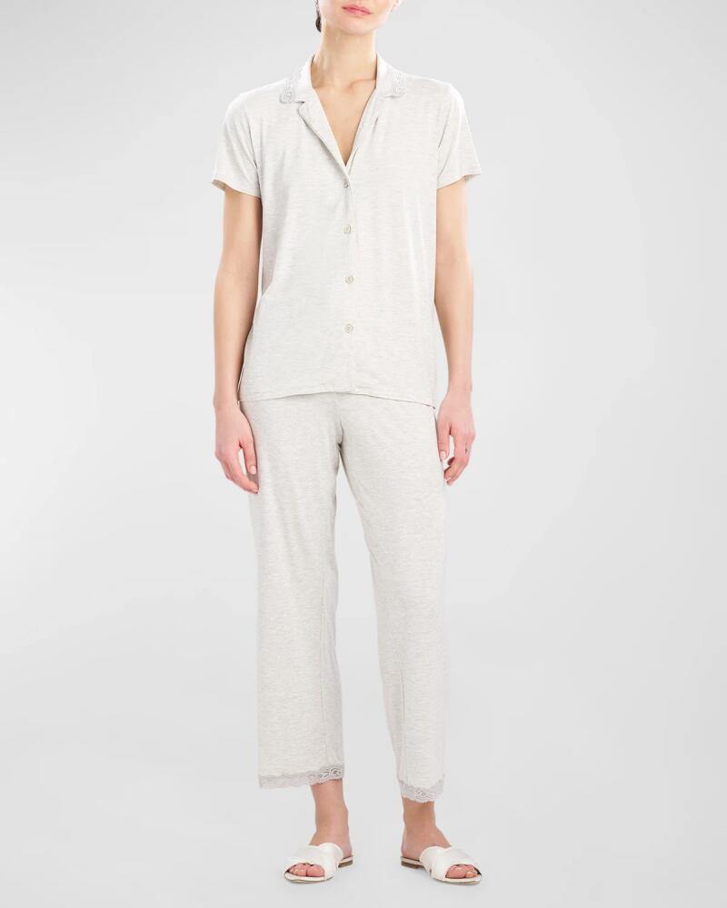 Natori Feathers Essentials Lace-Trim Jersey Pajama Set Cover