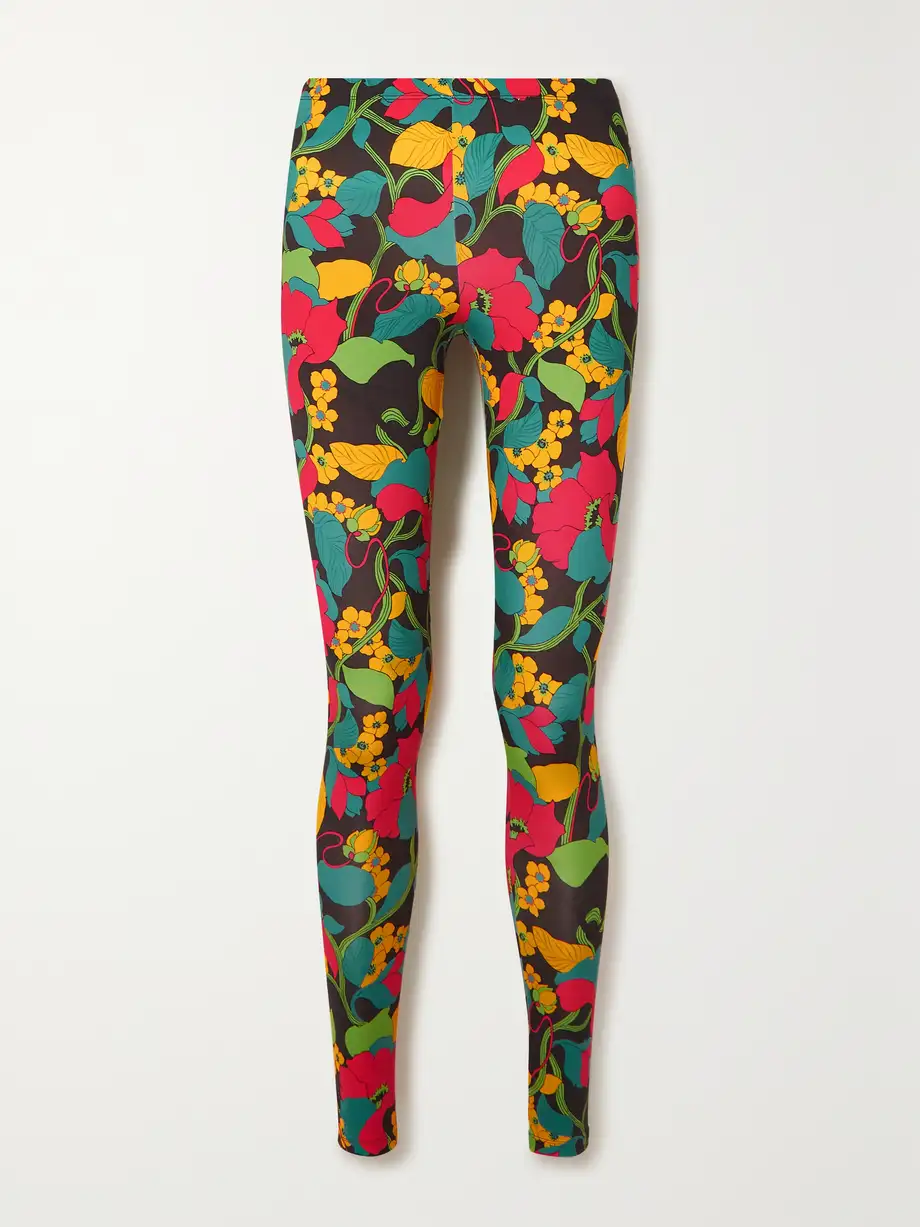 La DoubleJ - Floral-print Stretch-jersey Leggings - Red Cover