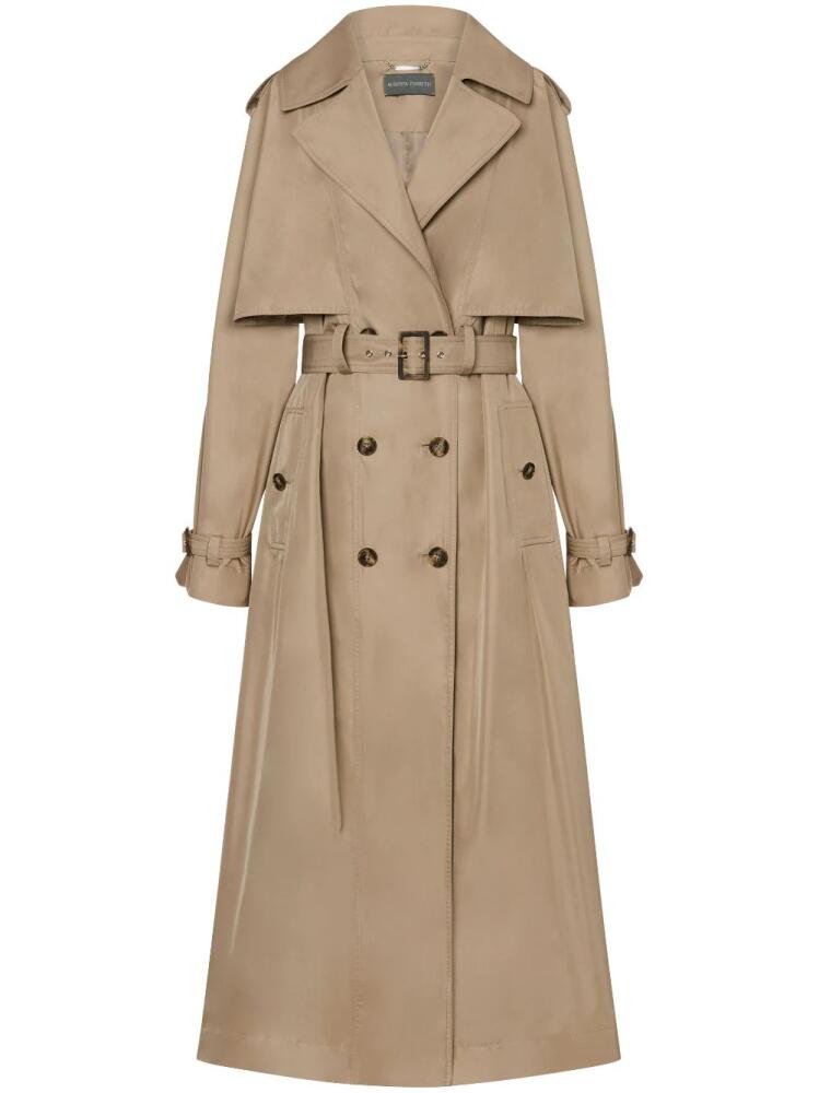 Alberta Ferretti double-breasted technical-silk trench coat - Neutrals Cover