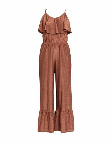 Cotazur Woman Jumpsuit Brown Polyester, Polyamide, Rubber Cover