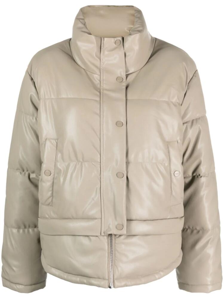 DKNY faux-leather puffer jacket - Grey Cover