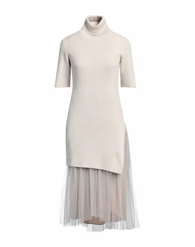 Brunello Cucinelli Woman Midi dress Beige Cashmere, Lurex, Polyamide Cover