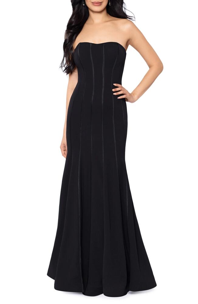 Xscape Evenings Strapless Scuba Trumpet Gown in Black Cover