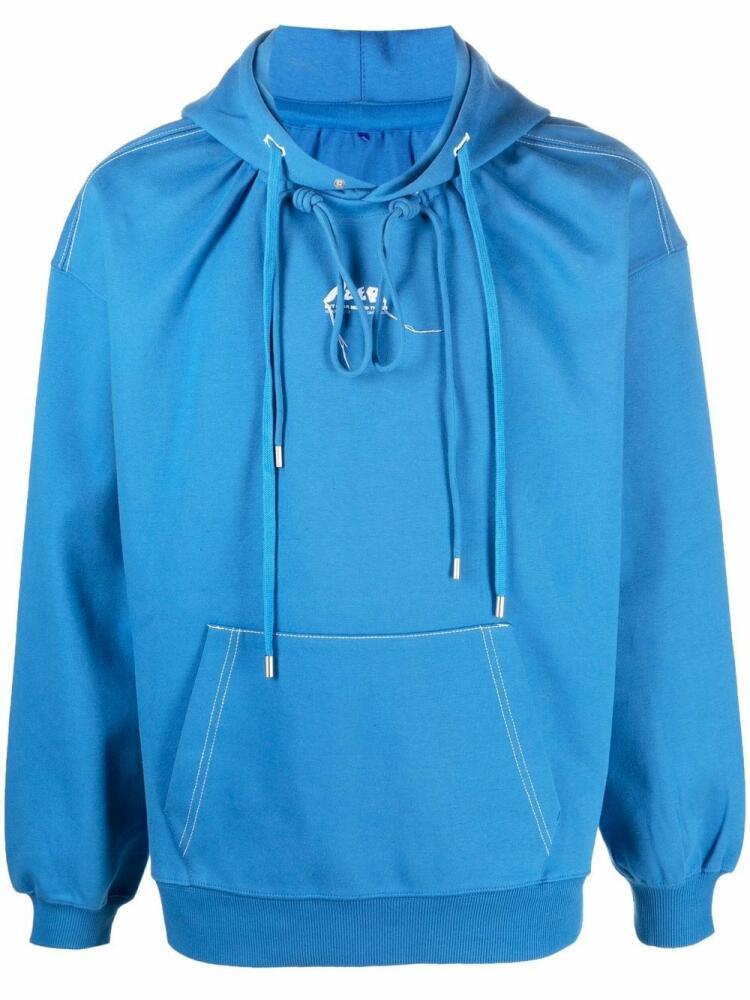 Ader Error Admore logo-print jersey hoodie - Blue Cover