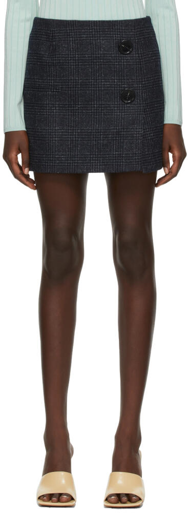 Nina Ricci Navy Wool Check Miniskirt Cover