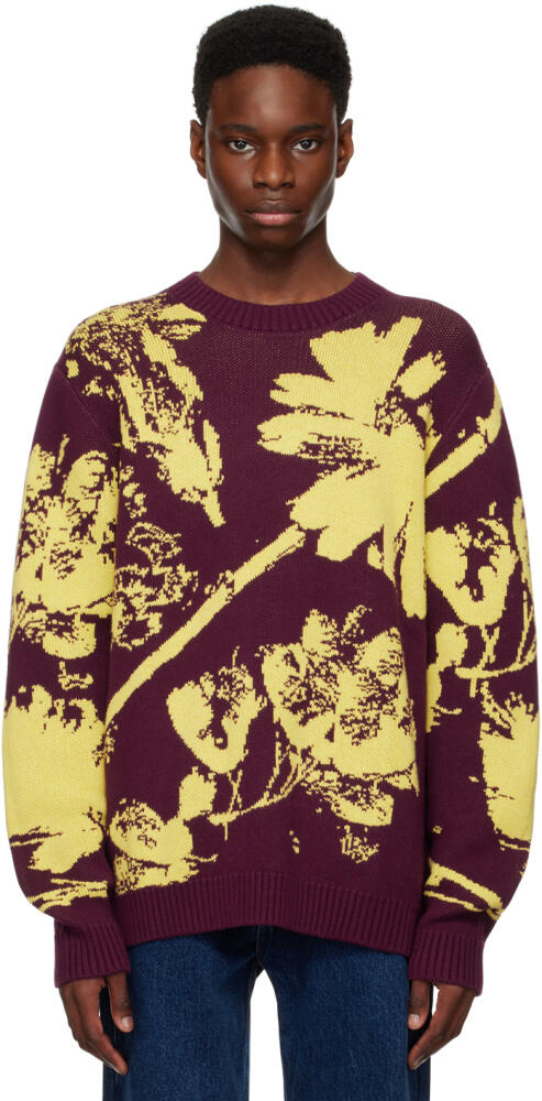 Saturdays NYC Burgundy & Yellow Greg Solar Sweater Cover