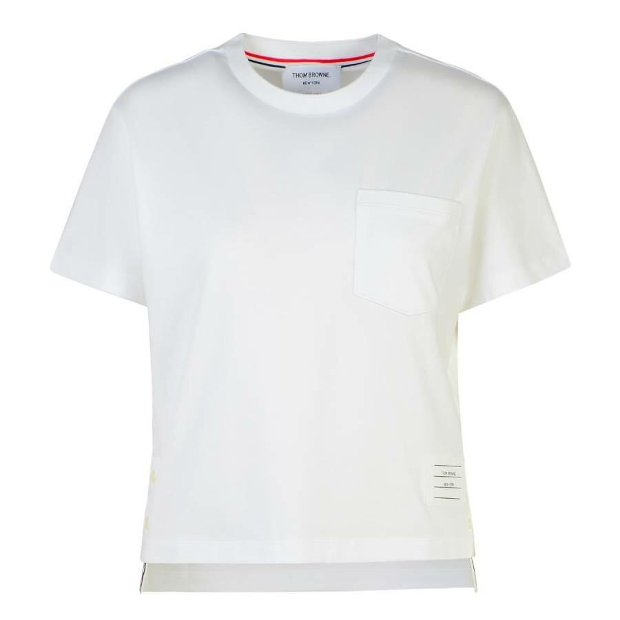 Thom Browne White Boxy Cotton Jersey Pocket T-Shirt Cover