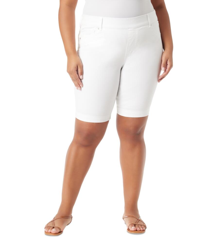 Gloria Vanderbilt Plus Size Shape Effect Pull-On Denim Bermuda Shorts - Vintage White Cover