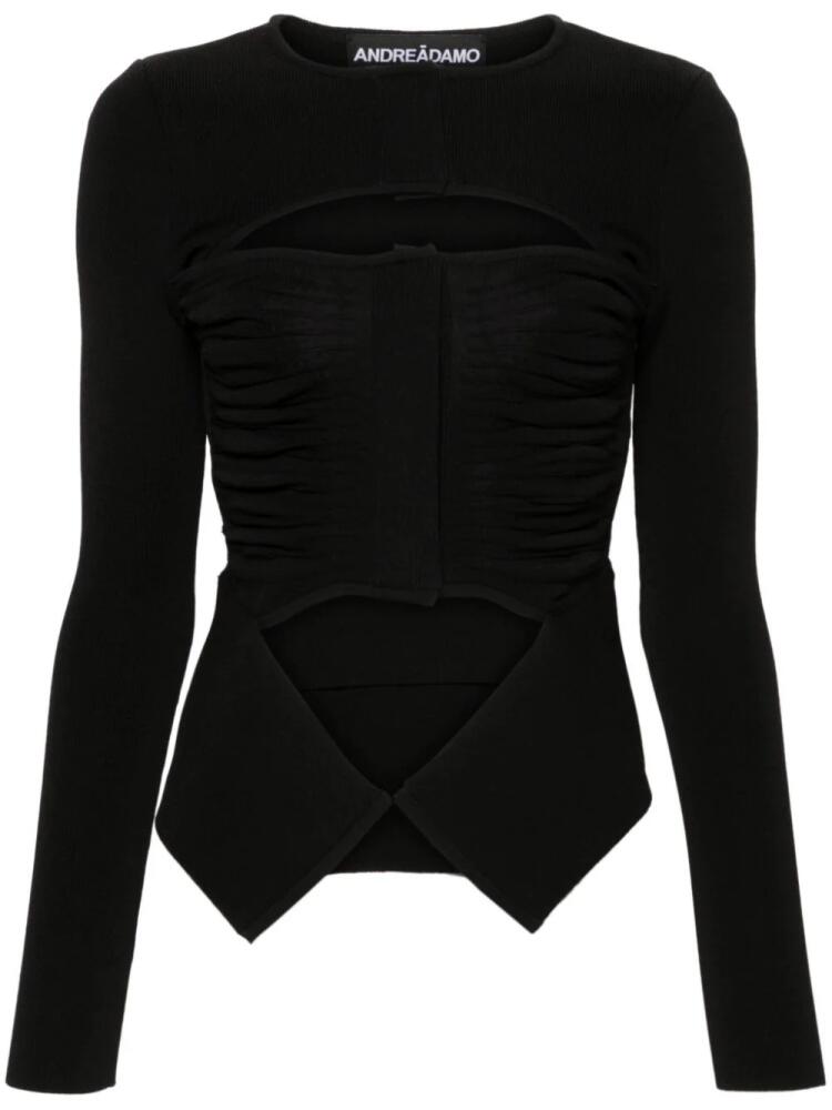 ANDREĀDAMO Xray cut-out ruched cardigan - Black Cover